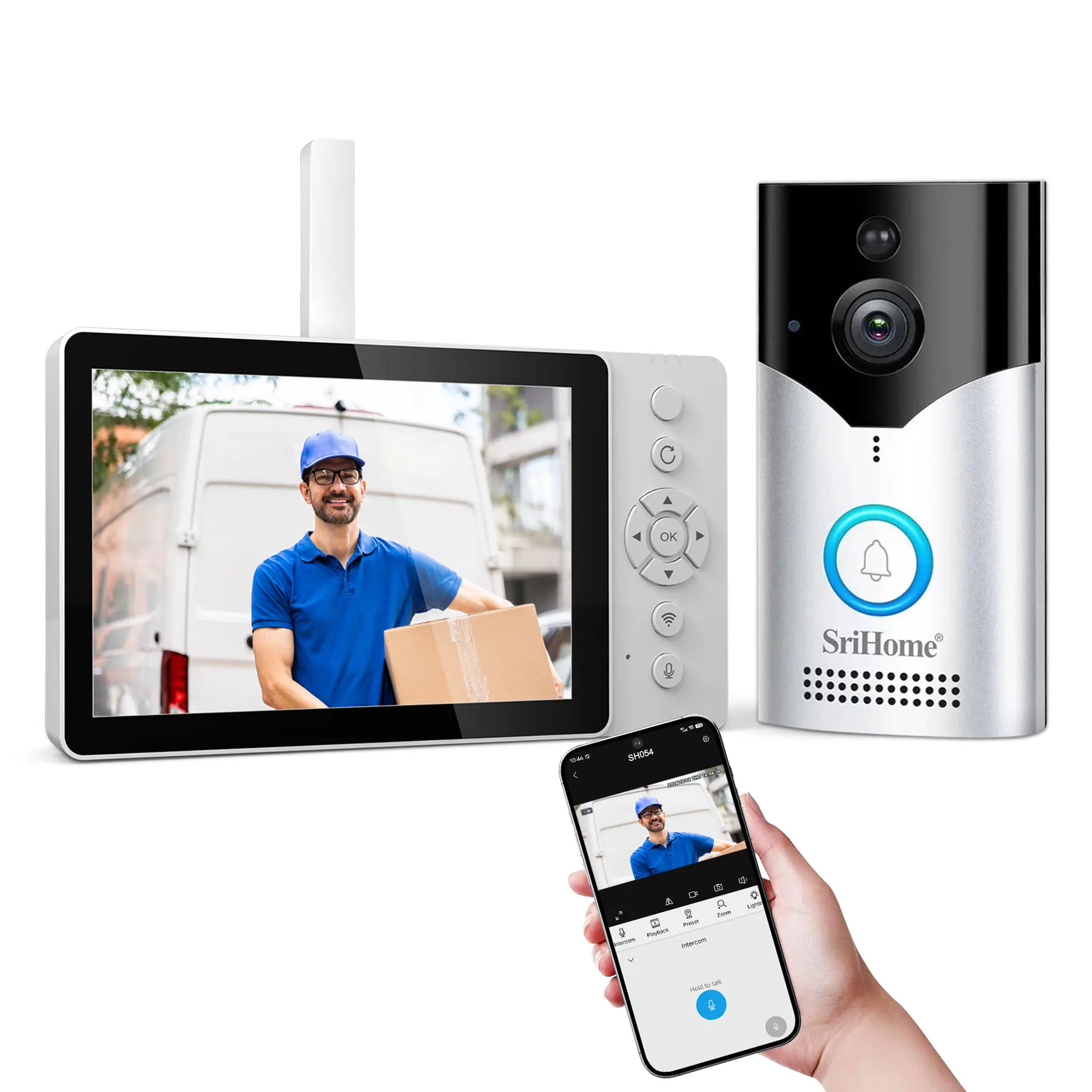 5 Inch IPS Screen Srihome APP 4MP 1440P Wireless WIFI Doorbell Video Door Phone SH054 Visual Door Camera Peephole Viewer