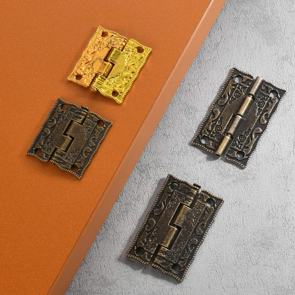 

2Pcs New Chinese-style Hinges Home Decoration Antique Printed Furniture Hinges Wooden Box Gift Packaging Zinc Alloy Hinge