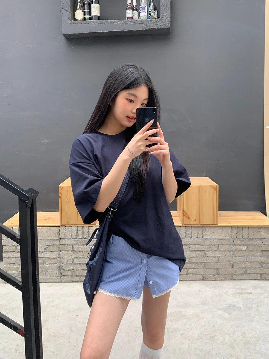 

Юбка трапециевидной формы в синюю полоску, женская юбка из полиэстера и хлопка с высокой талией, летняя юбка для поездок на работу, облегающая юбка Dr