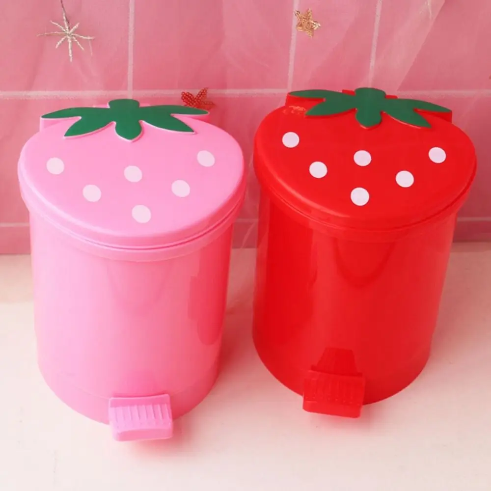 Plastic Red Portable Home Supplies Washable Strawberry Sealing Pop-Up No Odor Trash Can Trash Basket Wastebasket Dustbin