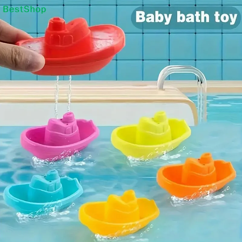 ★6Pcs Rainbow Color Stacked Cup Floating Stackable Ship Baby Toy Early Education Intelligence Gift Baby Stacking Boat Bath Toys