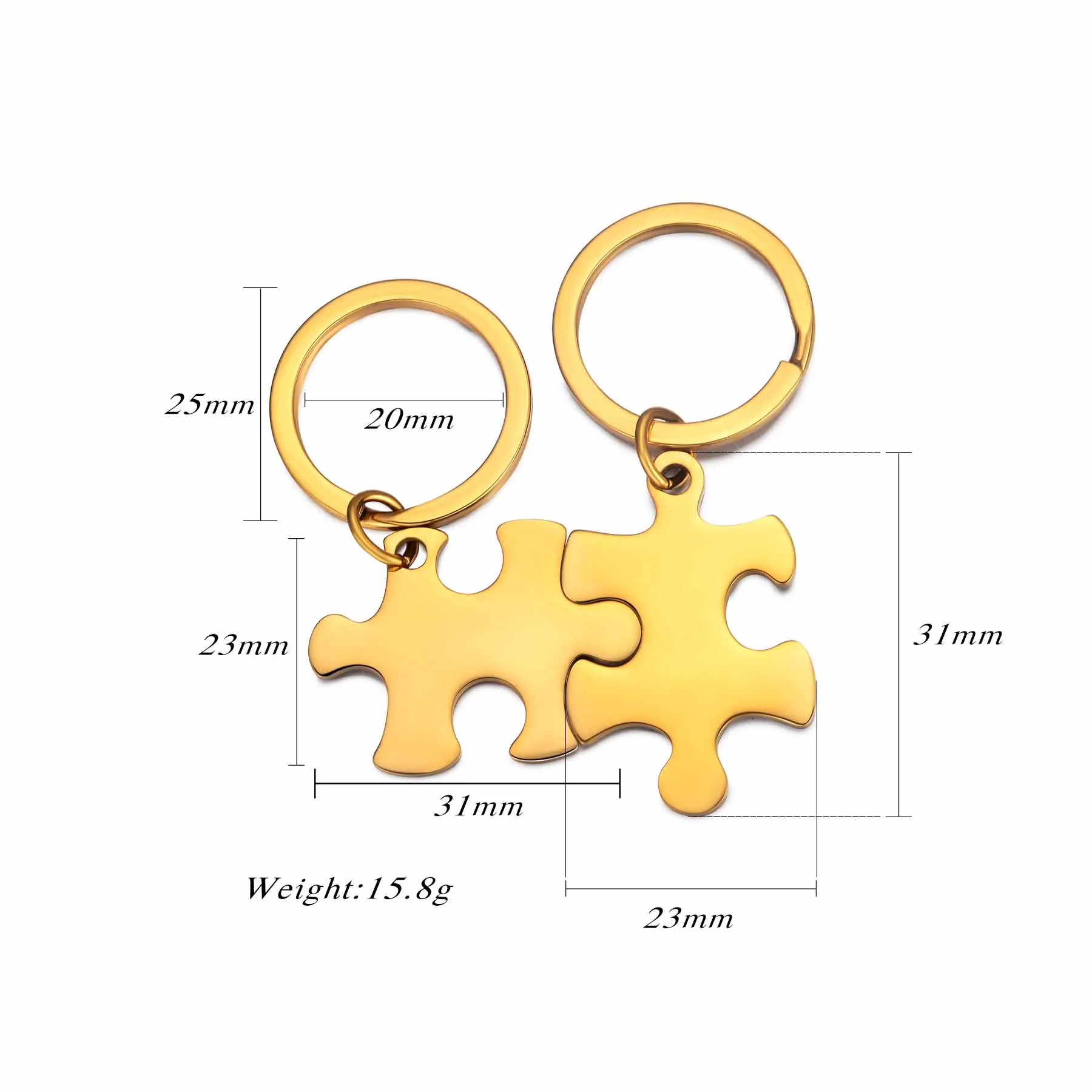 10Sets Stainless Steel Puzzle Keychain for Couple Brother Sister Engraved Pendant Key Ring Anniversary Jewelry BFF Gift