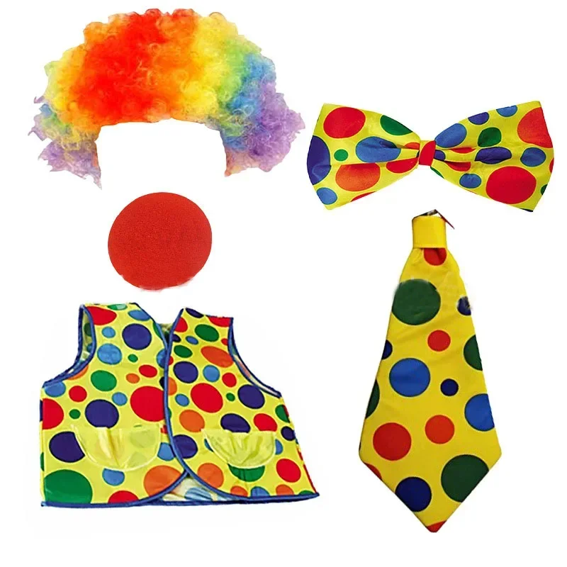 Conjunto de palhaço peruca chapéu nariz gravata borboleta acessórios para crianças adulto festa circo carnavais adereços traje de halloween cosplay