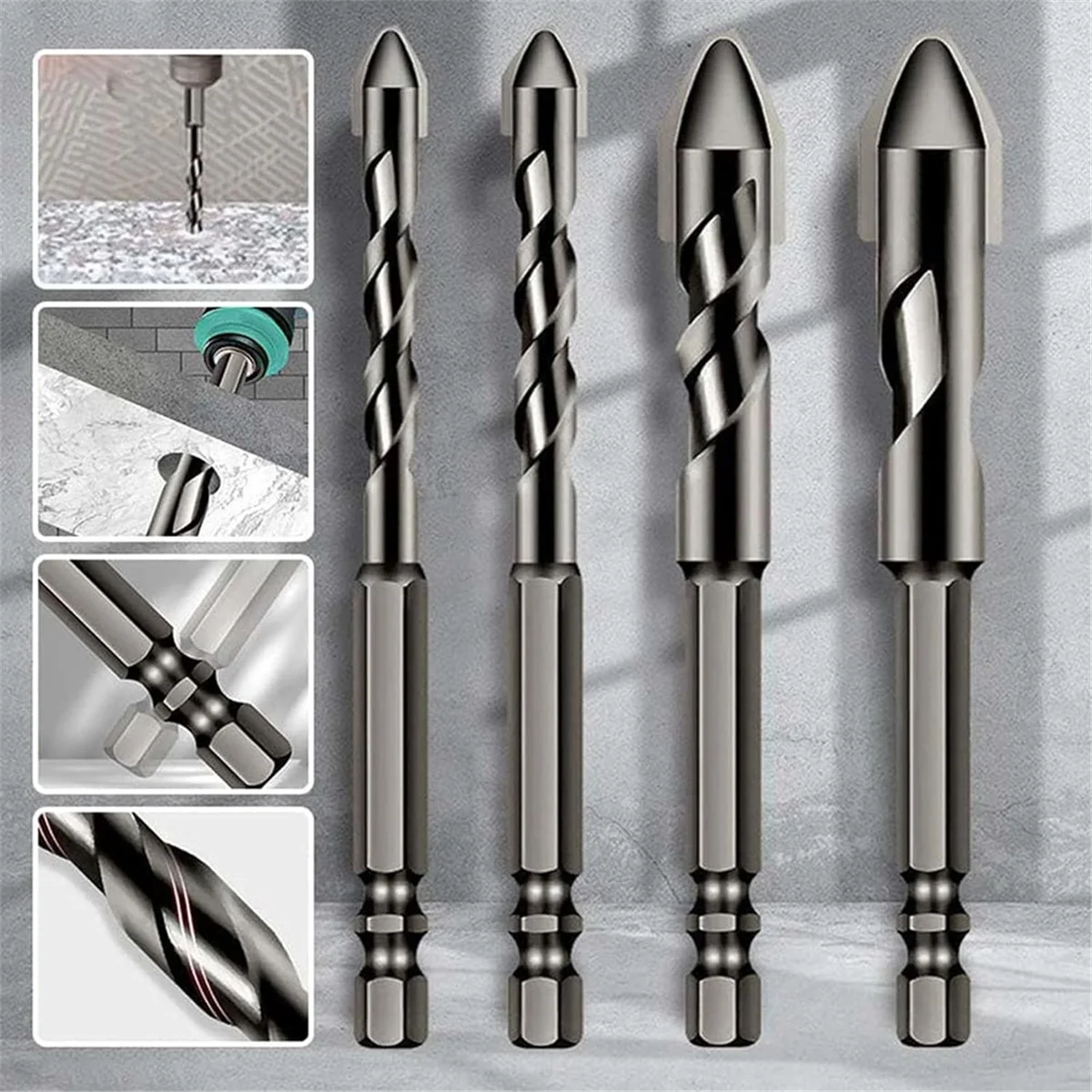 High-Strength Eccentric TwistDrill Bit, 8Pcs High Strength Oblique Head Eccentric Drill Bit, for Glass/Tile/Wood