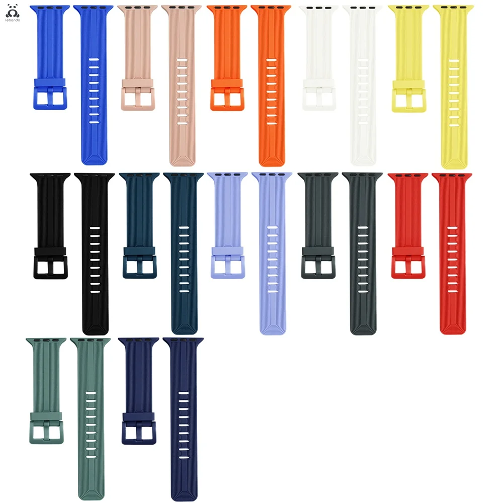 Silicone strap for Apple Watch series 7 6 SE 5 4 3 2 silicone band for iWatchtire pattern classic design soft wrist 41 45mm