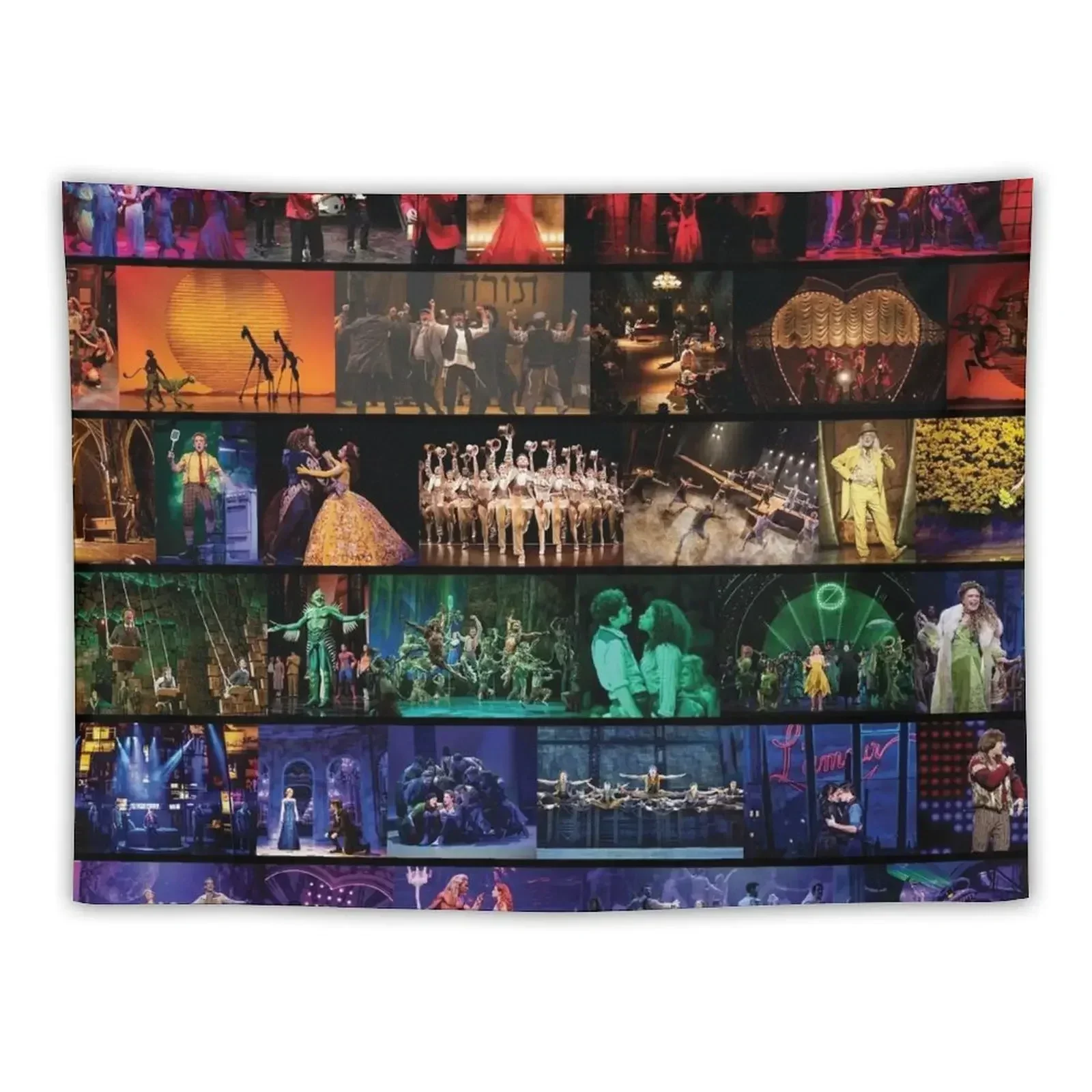 Rainbow Collage of Broadway Sows Tapestry House Decoration Cute Decor Decoration Home Home Decoration Tapestry