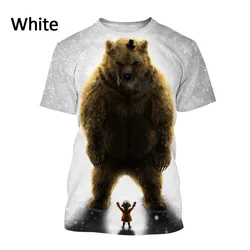 2022 New Men's Fashion Bear 3D Short Sleeve T Shirt Animal Harajuku Print Round Neck Streetwear Top