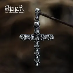 Beier 316L Stainless Steel Pendant Necklace Punk Cross Skull Gather Pendant Fashion Men Jewelry LLBP8-157P