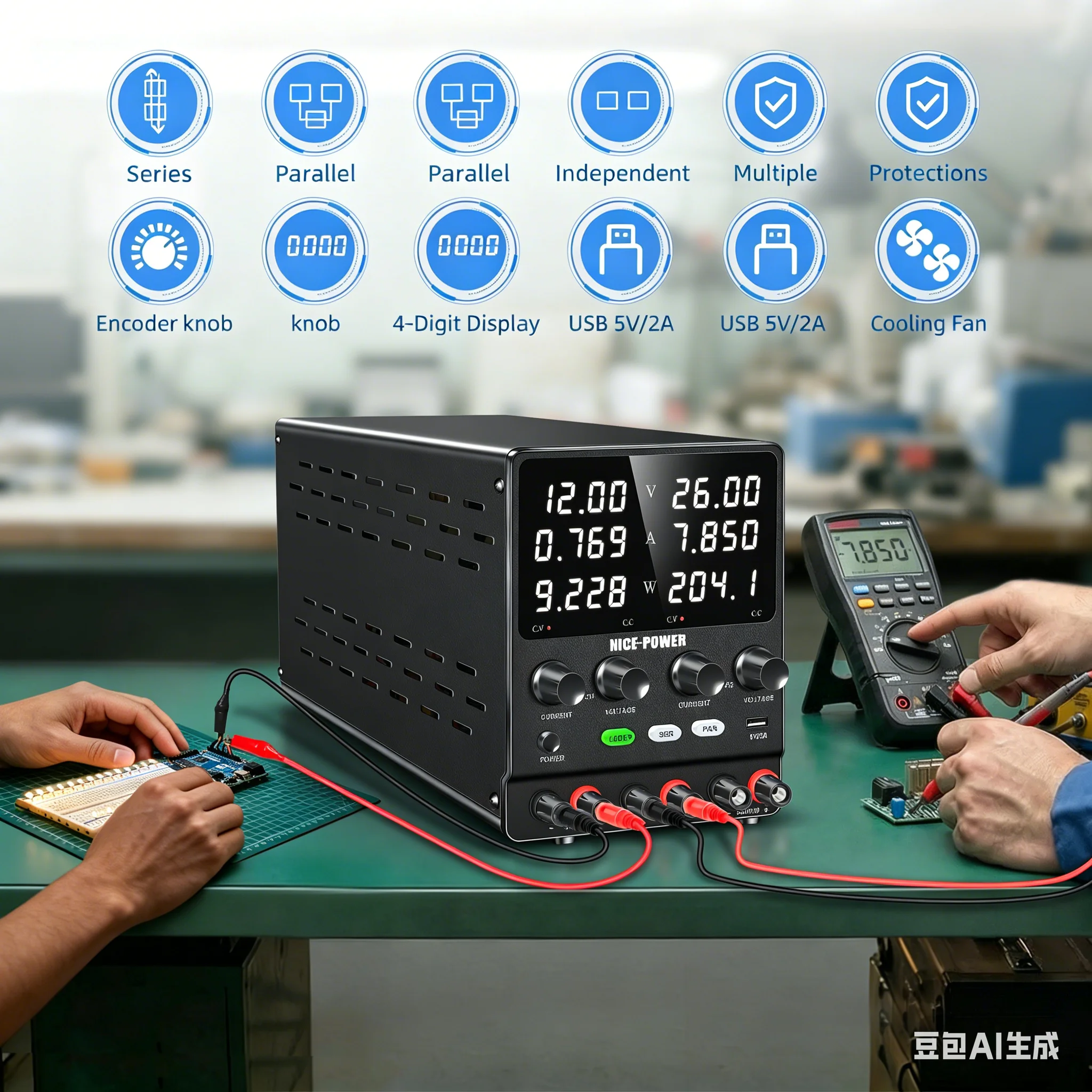 KUAIQU 30V 10A Adjustable Lab Power Supply 30V 60V 5A Single/Dual Channel Teaching Power Supply 120V 3A Switching Power Source
