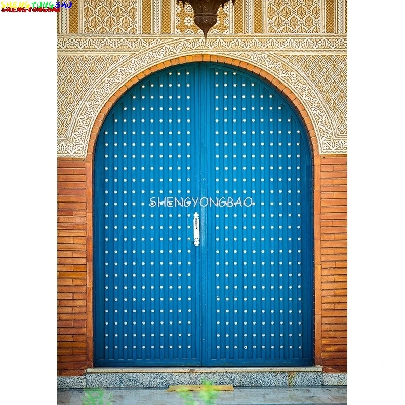 SHENGYONGBAO Background Brick Wall Wooden Door Abandoned Dilapidated Retro Photography Backdrop Photocall Photo Studio EHP-01