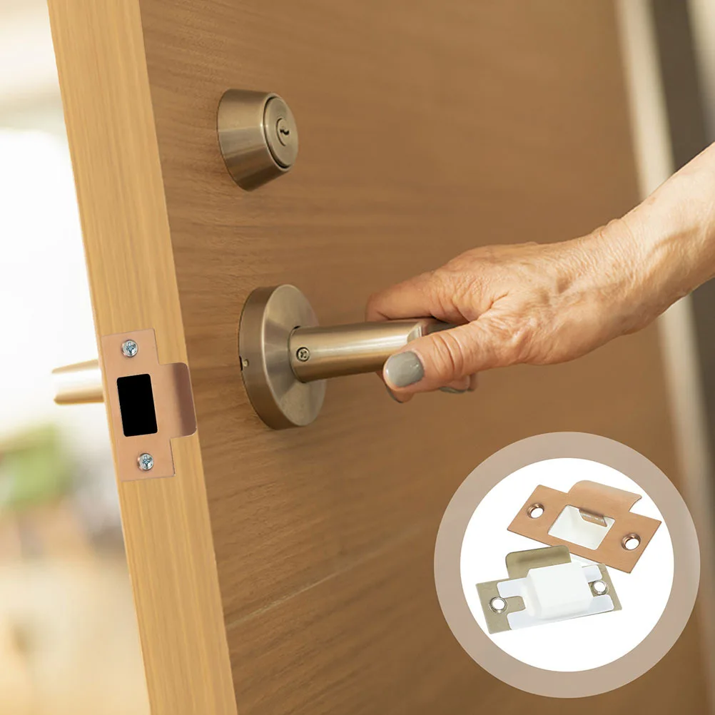 Juego de 4 accesorios para cerradura de puerta, placas de refuerzo de cerrojo de acero inoxidable, placa de refuerzo de puerta delantera para Interior y Exterior