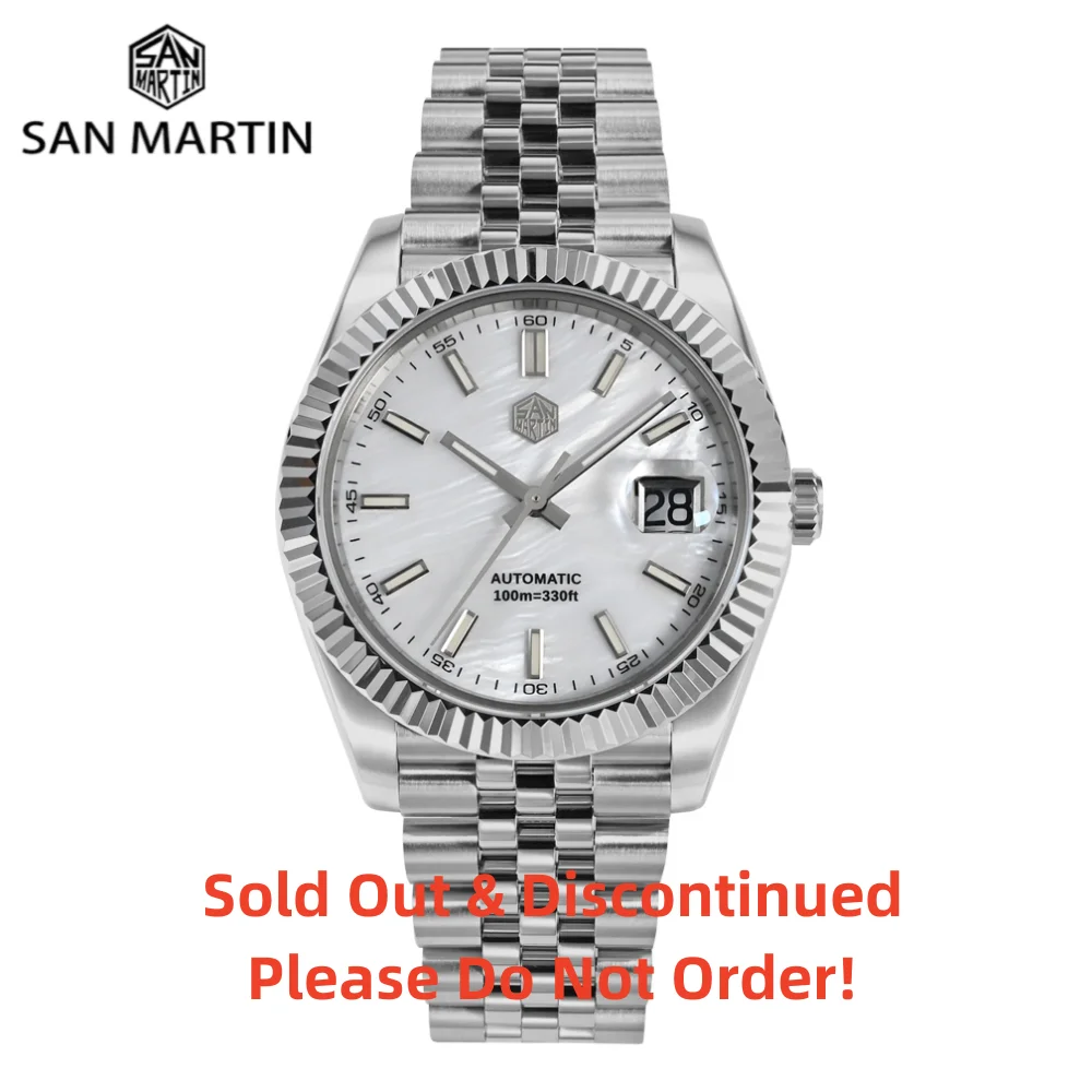 

San Martin 40,5 мм Ретро Классические Автоматические Мужские Механические Часы Бизнес Браслет с 5 звеньями Сапфировый Циклоп Дата Плавание 10 Бар SN0058
