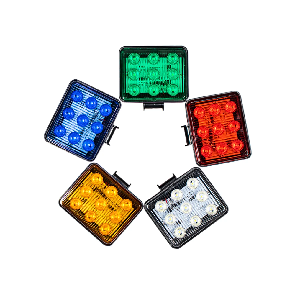 3-inch Square 9LED High Brightness Flashing Light 12V Bright Truck Flashing LED Warning Light Universal Pickup Truck Trailer