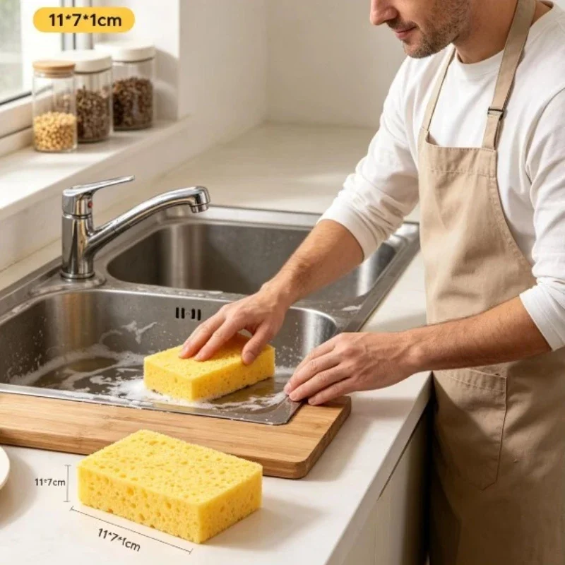 Wood Pulp Cotton Sponge Wipe Kitchen Cleaning Brush - Absorbent Scouring Cloth Dishcloth for Dishwashing