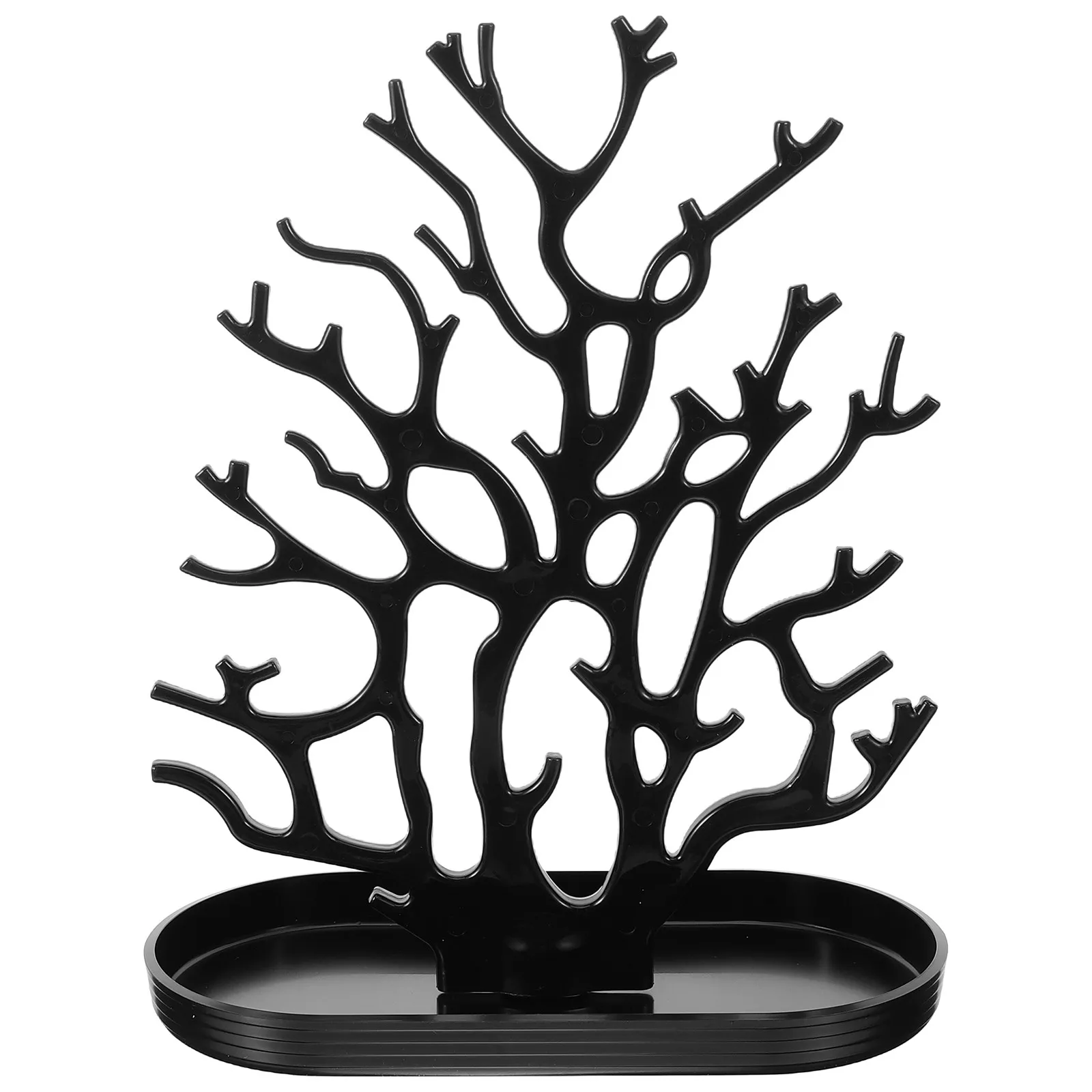 

Sturdy Coral Style Jewelry Stand Black Plastic Earring Ring Necklace Holder Desktop Display Organizing Solution Jewelry Display