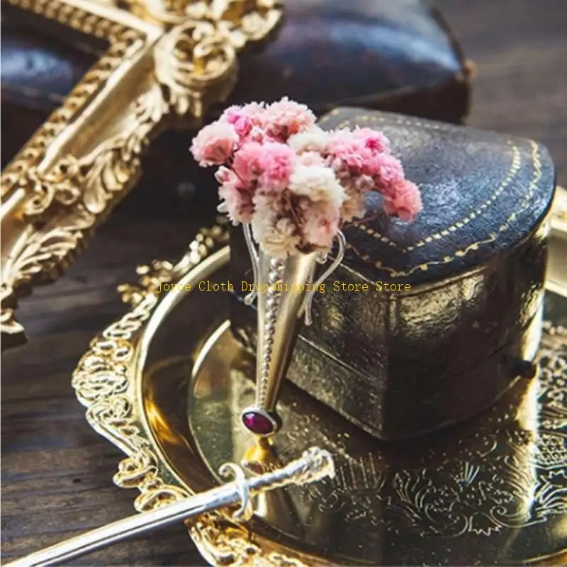 Versatile Floral Vase Pin Enhances Outfits Bags And Accessories Alloy Vase Brooch With Detachable Flowers 10CD