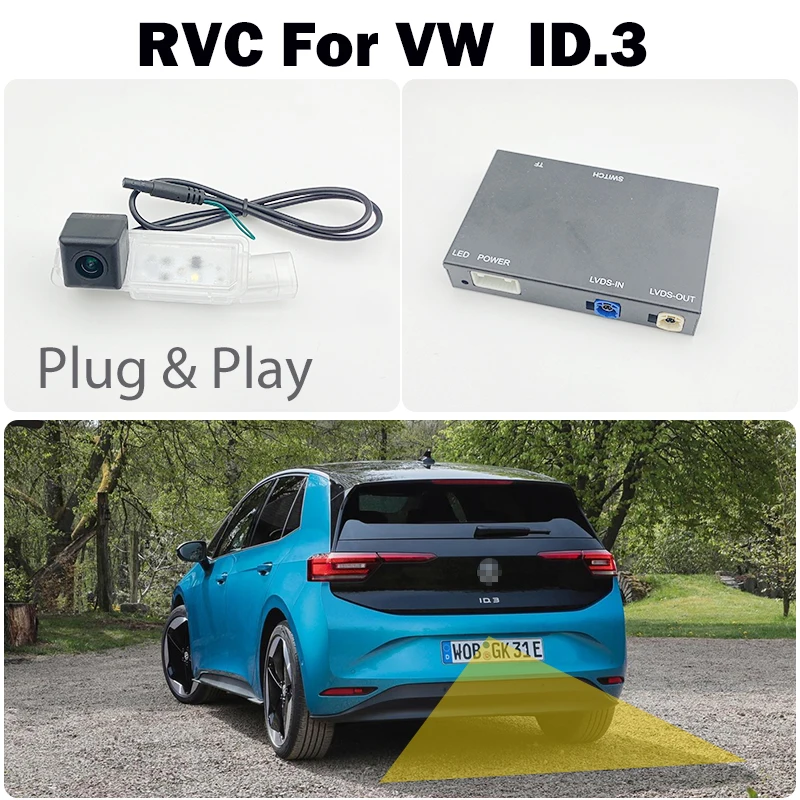كاميرا الرؤية الخلفية العكسية لوحدة VW id 3 id.3 id3 2020 - 2025 OEM مع توصيل وتشغيل المسار الديناميكي الأصلي بدون ترميز