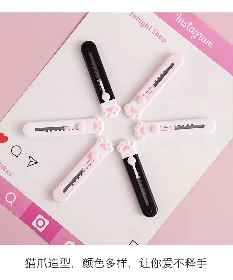 Kawaii Mini Pocket Art Utility Knife Express Box Knife Paper Cutter Craft Wrapping Refillable Blade School Office Stationery