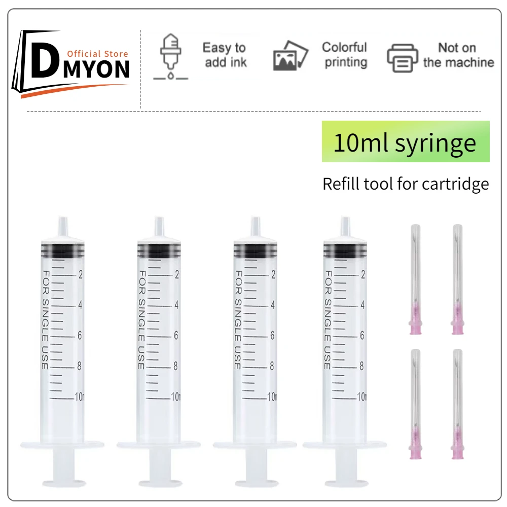 Uso para cartucho recarregável 10ml recarga ferramenta seringa com agulha de plástico uso para epson canon hp impressora de tinta de enchimento e