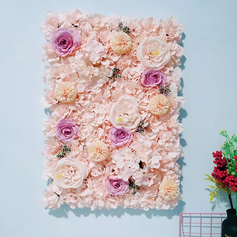 

40x60cm Silk Rose Flower Wall Panel Artificial Flower Wall Seaside Outdoor Wedding Decoration Party Home Backdrop Decoration