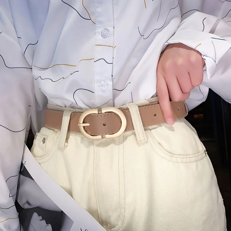 Women Leather Belt For Jeans Pants Dress Waist Belt With Golden Buckle For Women Girls