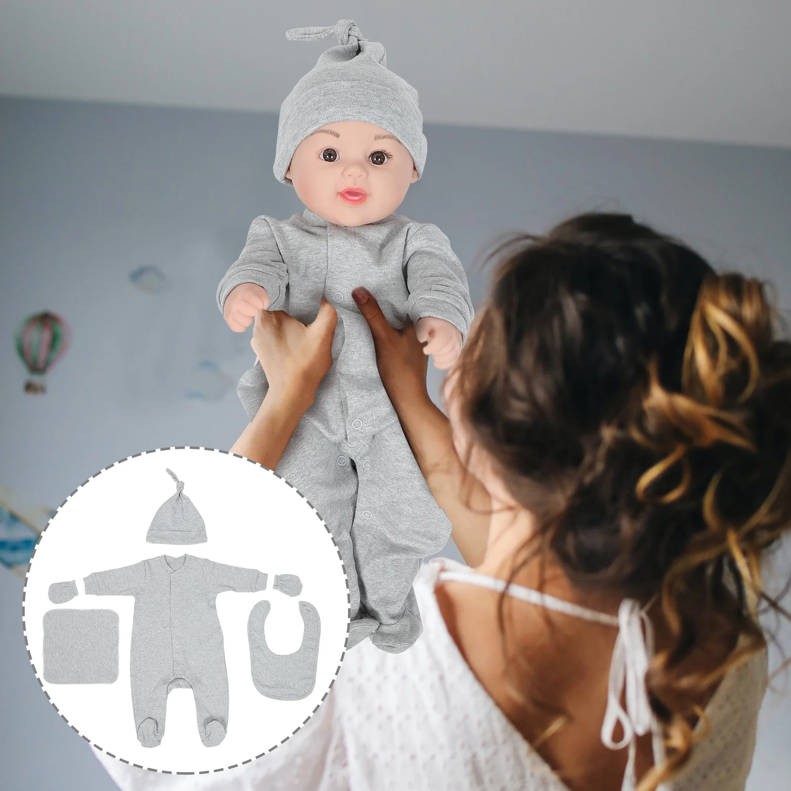 

Cotton Romper Mittens Newborn Hat Bodysuit No Scratch Toddler Pajamas Baby Set Clothes Outfits Warm Gift Choice