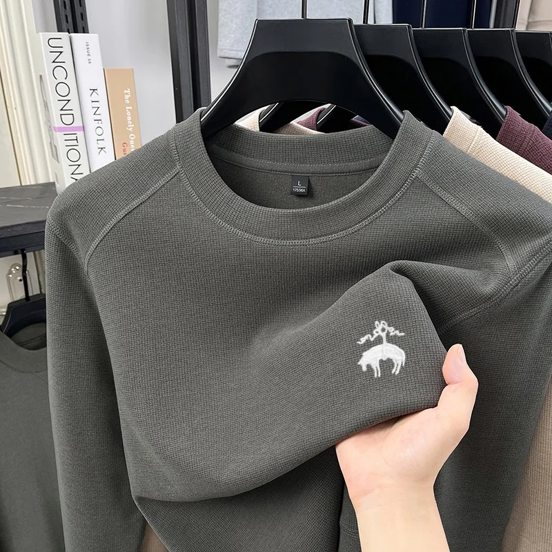 Exquisite designer autumn new original embroidered knitted sweater men's daily comfortable commuting velvet round neck warm top