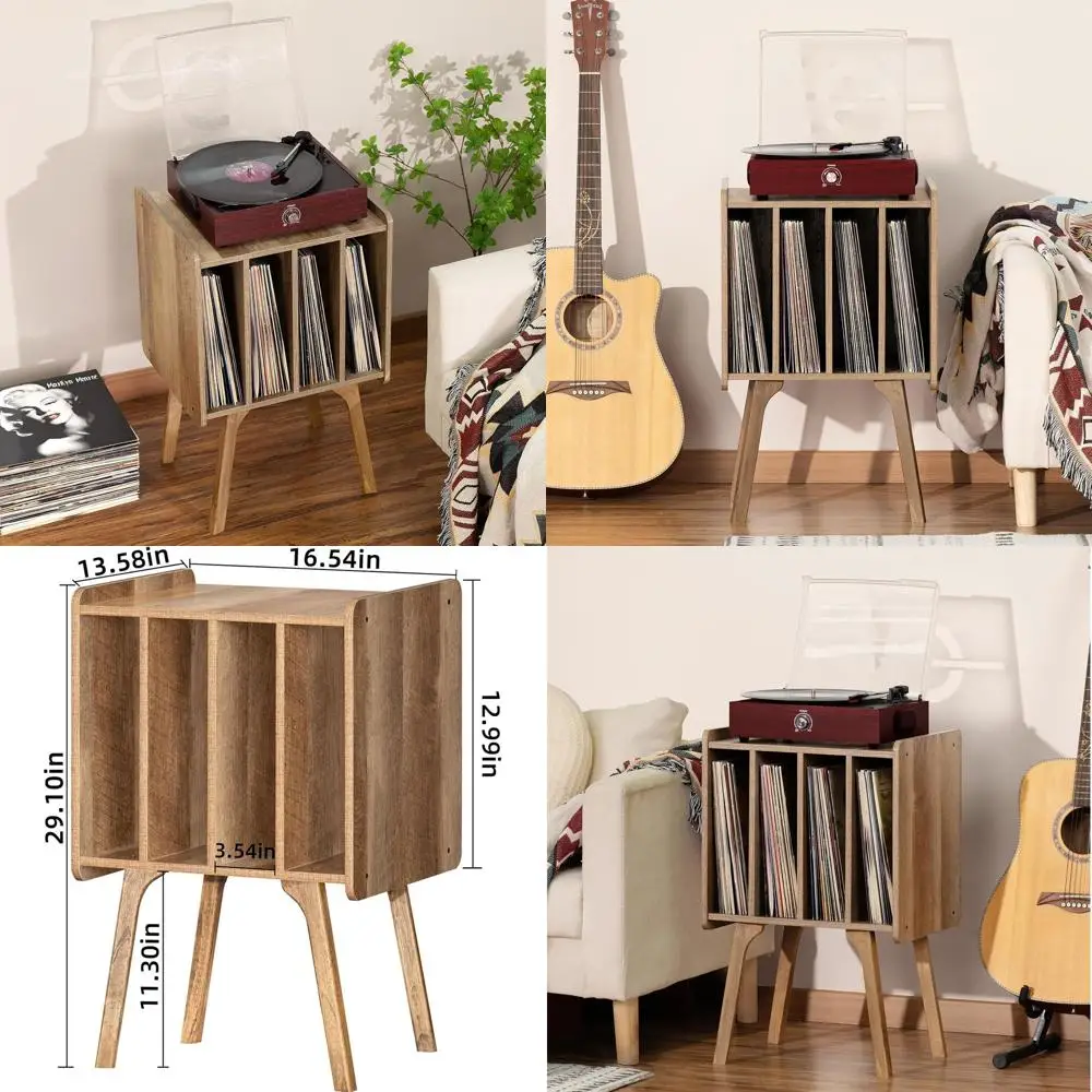 

Стеллаж для хранения из винила цвета дубовой серости с 4 отделениями для до 100 альбомов