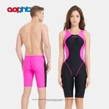 Women One Piece Knee Length Outdoor Water Sport SharkSkin Beach Surf SwimWear Men Professional Quick-Dry Athletic Bathing Trunks