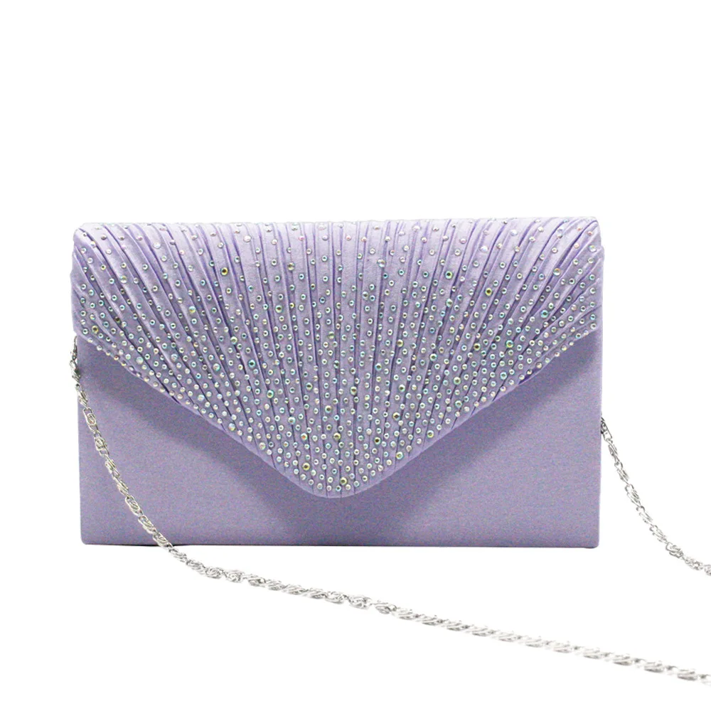 Bolso de mano de seda satinada con diamantes para mujer, bolsa de mano para banquete, bolso de noche para fiesta, bolso de mano para niñas, bolso de mano de hombro de moda