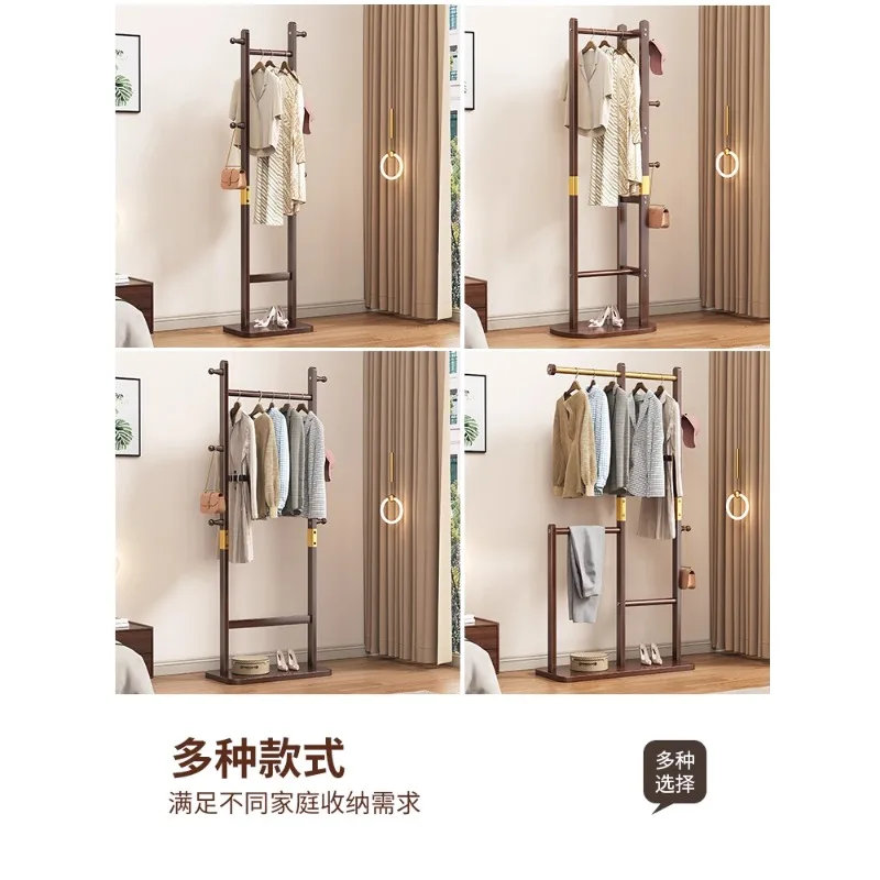 Percha de madera maciza, perchero doméstico de piso a techo para dormitorio, habitación de estilo chino, mesita de noche pequeña y sencilla para colgar tela