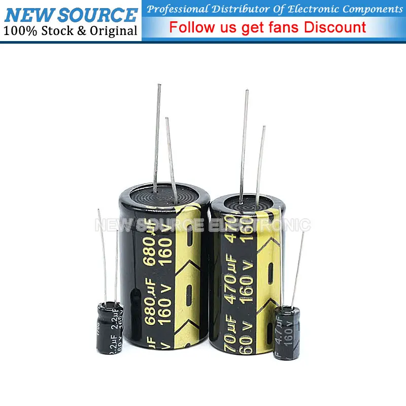 1-50PCS 160V DIP Aluminum Electrolytic Capacitor 1UF 4.7UF 10UF 22UF 47UF 100UF 220UF 470UF 680UF NewSource