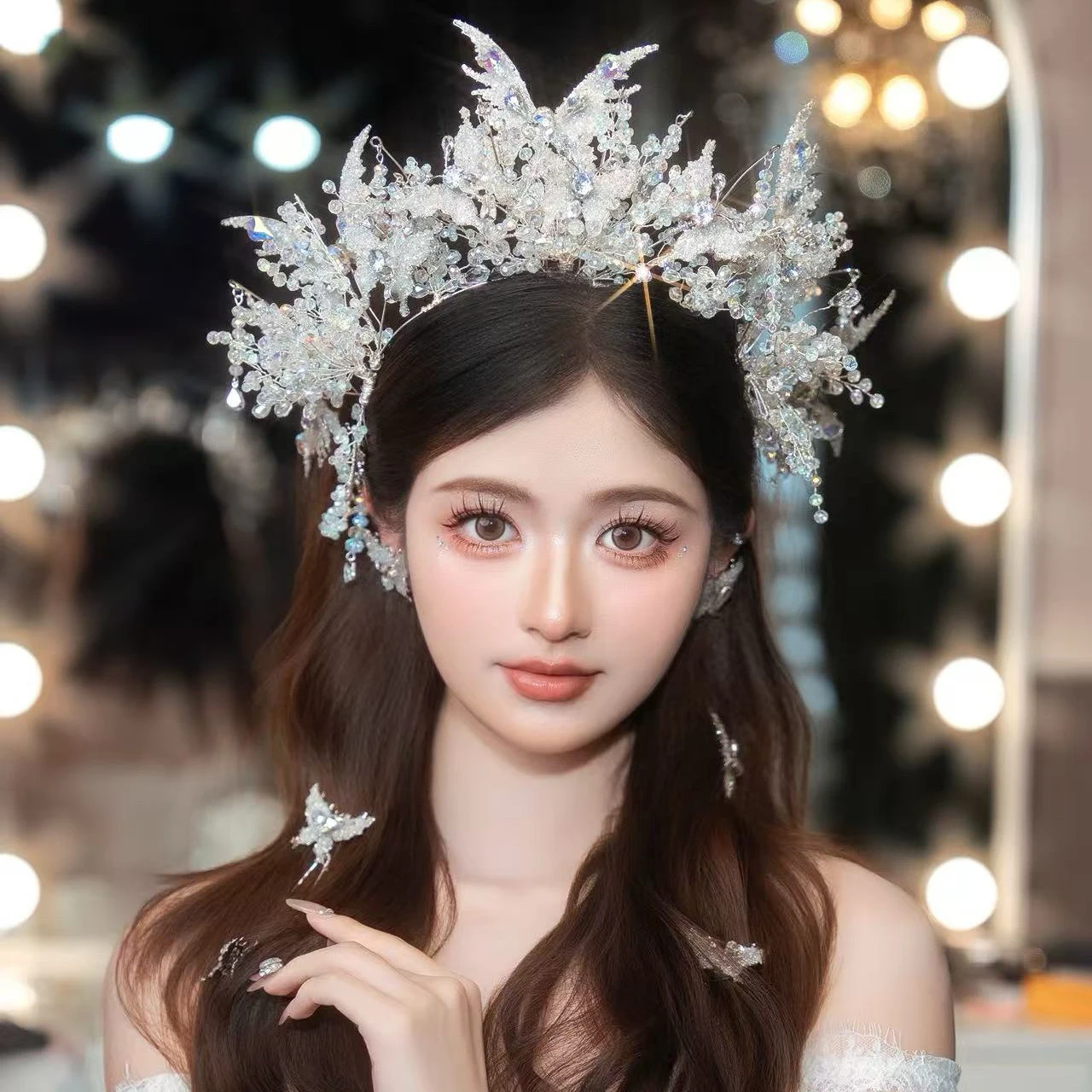 Crown Royal Hydrogel Crystal Hair Accessories for Brides Luxurious Grand Wedding Headwear Handmade Heavy Work Hairband Accessory