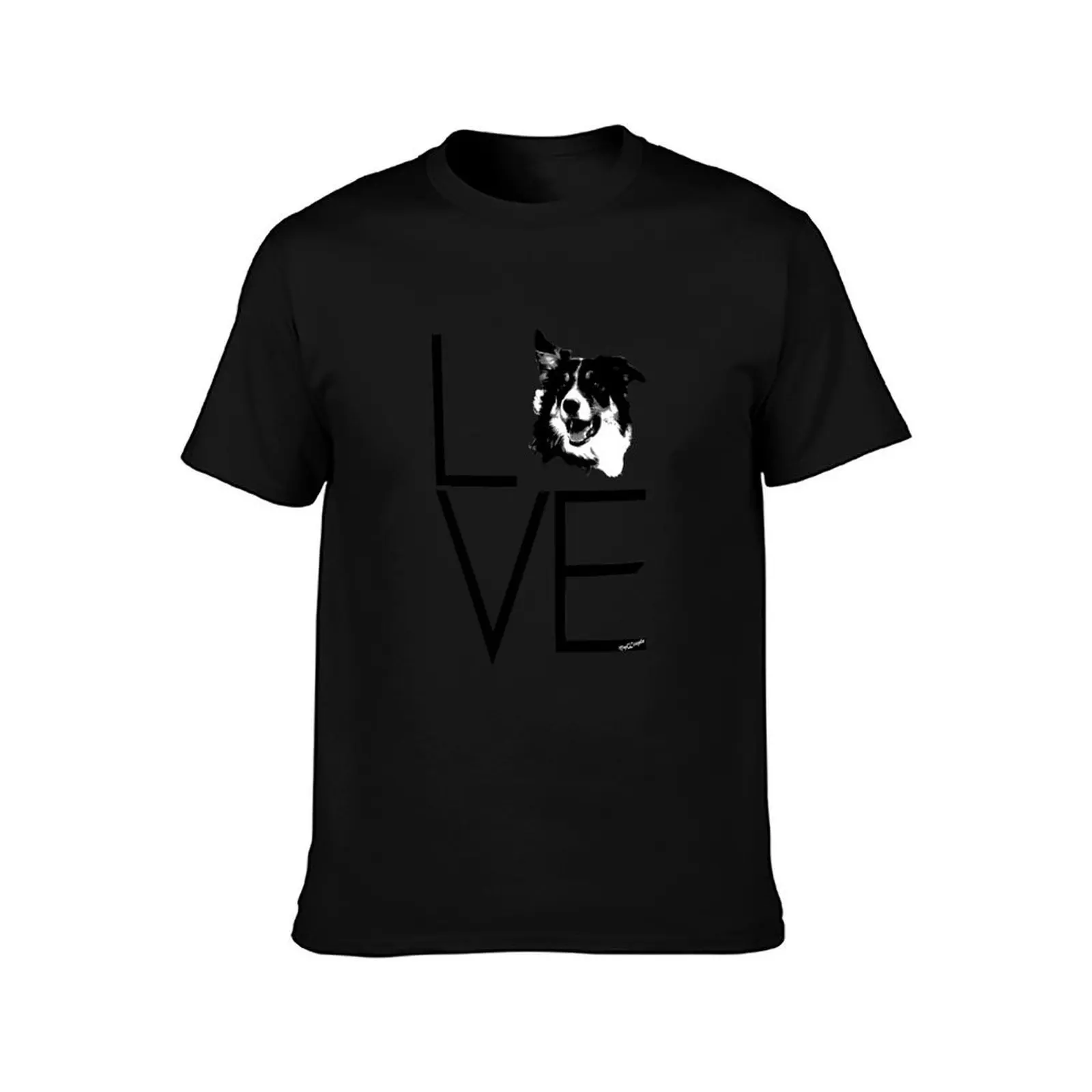 Love collie T-Shirt, Summer Casual Cotton Tee, Oversized Streetwear Tops, Vintage Graphic Print, Loose Fit Short Sleeve