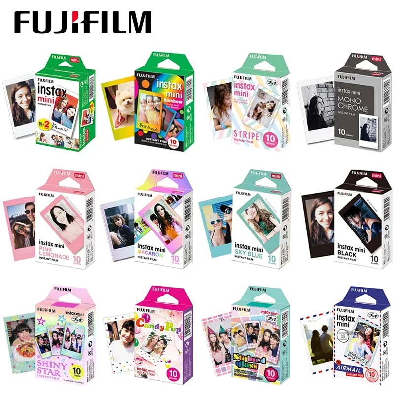 Fujifilm Instax Mini Film Mini 9 Photo Paper 10/20/30 Sheets White Rainbow For Instant Mini 7s 8 70 90 Camera Black And White