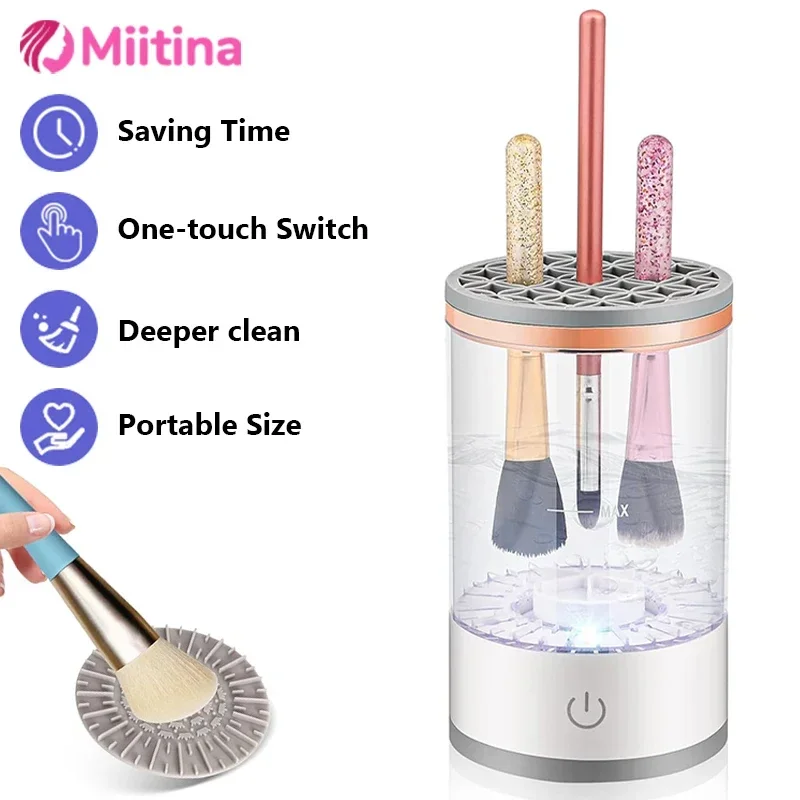 

Makeup Brush Cleaner Automatic Electric Cosmetic Makeup Brush Cleaner Portable Makeup Brush Washing Machine Rotary Cleaning USB