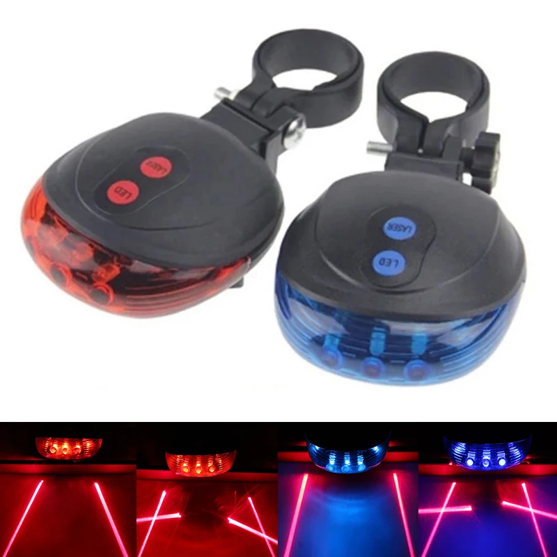 Bicycle Bike LED Lights  2 Lasers 5 LED Waterproof Cycling Taillight Safety Warning Taillight MTB Bike Rear Tail Lights