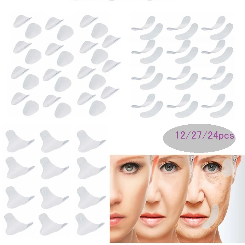 27/24/12pcs Thin Face Anti-Wrinkle EVA Stickers Anti-Aging Sagging Face Patches Forehead Lines Neck Chin Lifting Tapes Sticker