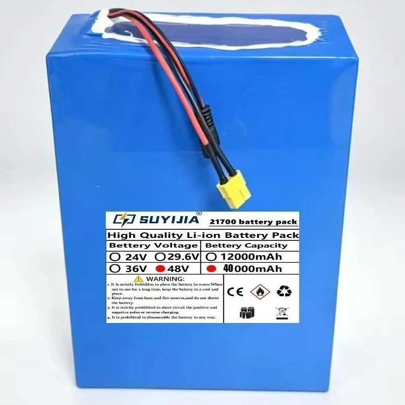13S8P 48V40000nAh 21700 Lithium Battery Pack 40000mAh Large Capacity Special Battery for Electric Bicycles and Electric Scooters