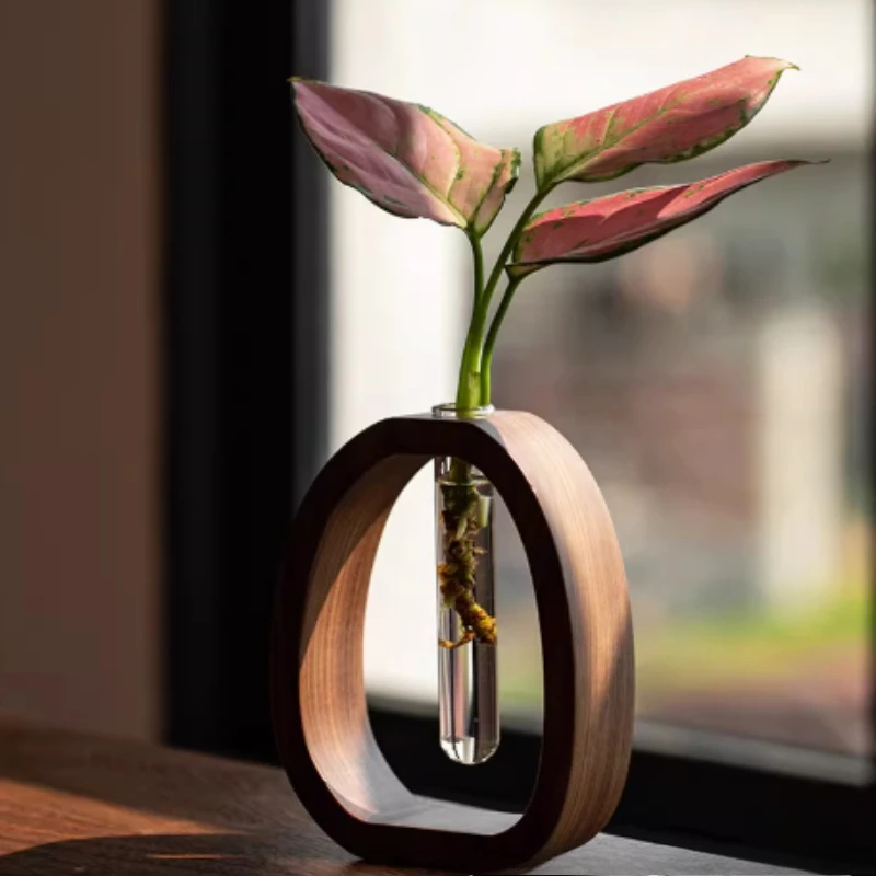 Homestay Ornament Vases Office Nordic Bedroom Balcony Table Vases Pots Plants Wood Home Decor Florero MH40HP