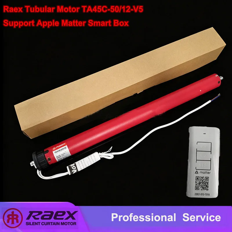 Raex Tubular Motor TA45C-50/12-V5 with Apple Matter Smart Box Electric Roller Shutter Featuring Electronic Limit Function