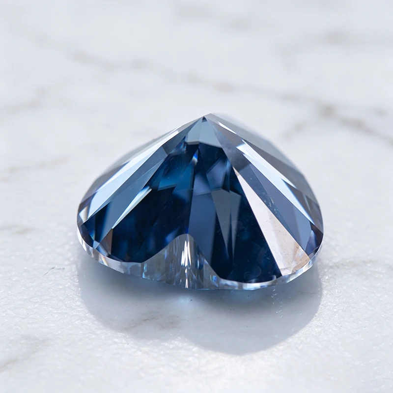 Moissanit-Stein Herzschliff Saphirblau Farbiger Edelstein für Charms Schmuckherstellungsmaterialien Besteht Diamanttester mit Zertifikat – Detail 2