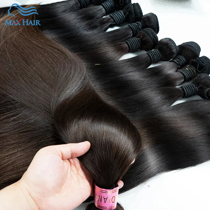 Maxhair Brazilian Straight Raw Virgin Human Hair Weaves Bundles Unprocessed Natural Human Hair Extensions Double Drawn Bundles