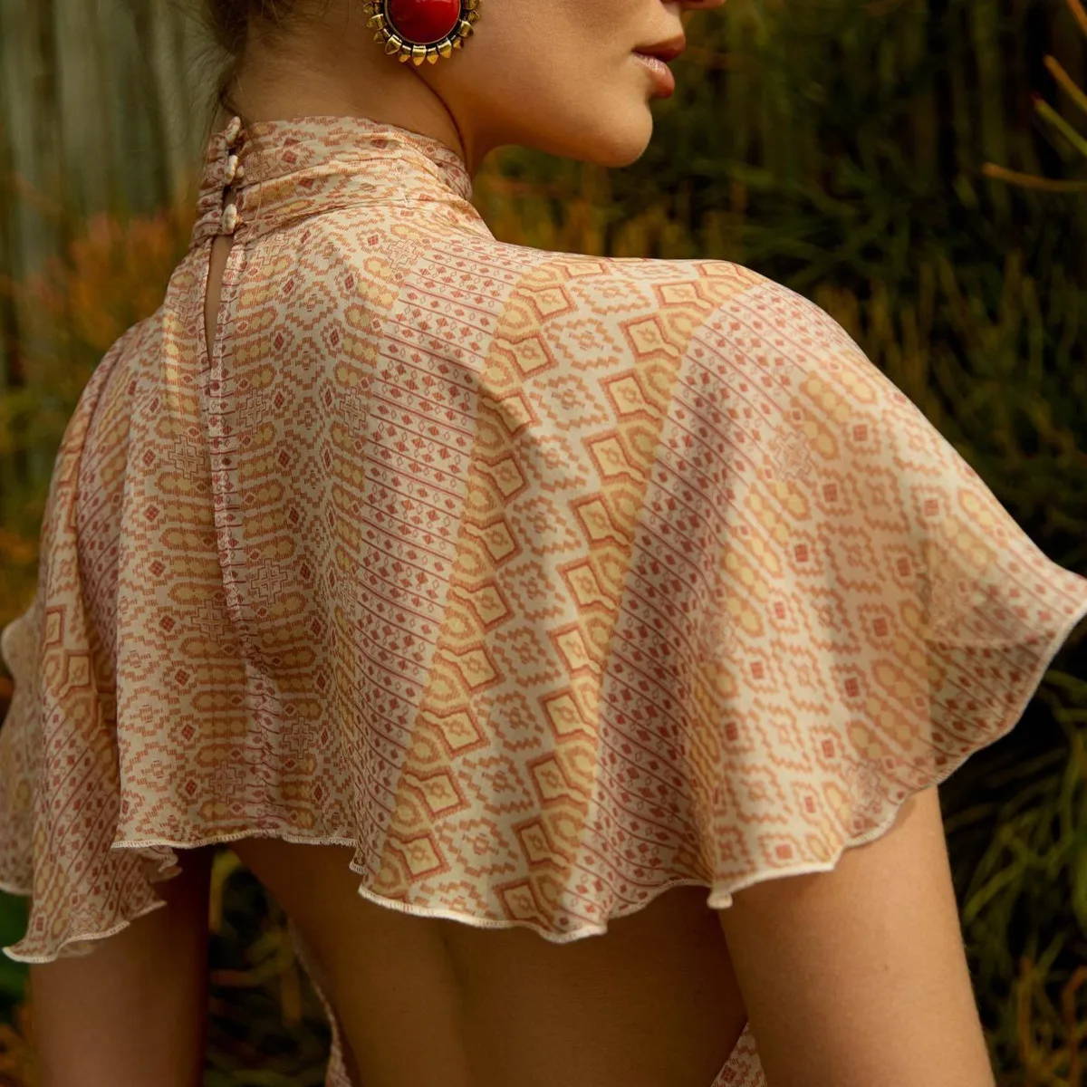 KWTX Popularität Designer-Partykleid für Damen, elegant, ausgeschnitten, unregelmäßiger Druck, Rüschen, Outdoor, Geburtstag, Sommer, atemberaubendes Bankett