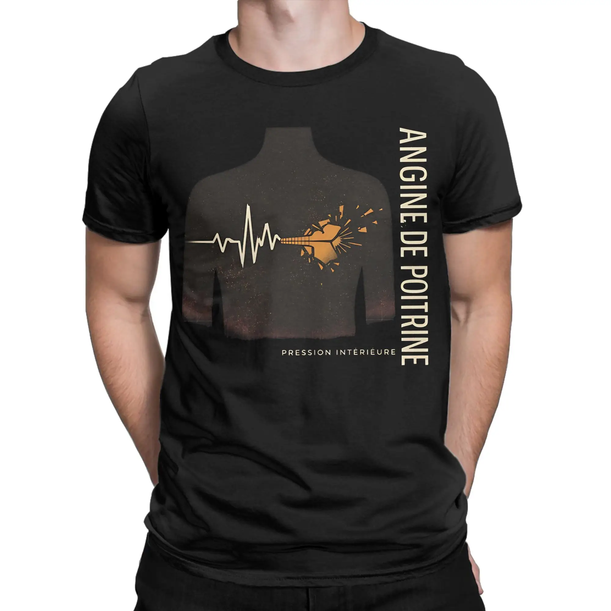 Funny Heart touching angine de poitrine  T-Shirt Men Cotton Short Sleeve  Crewneck Summer Clothes