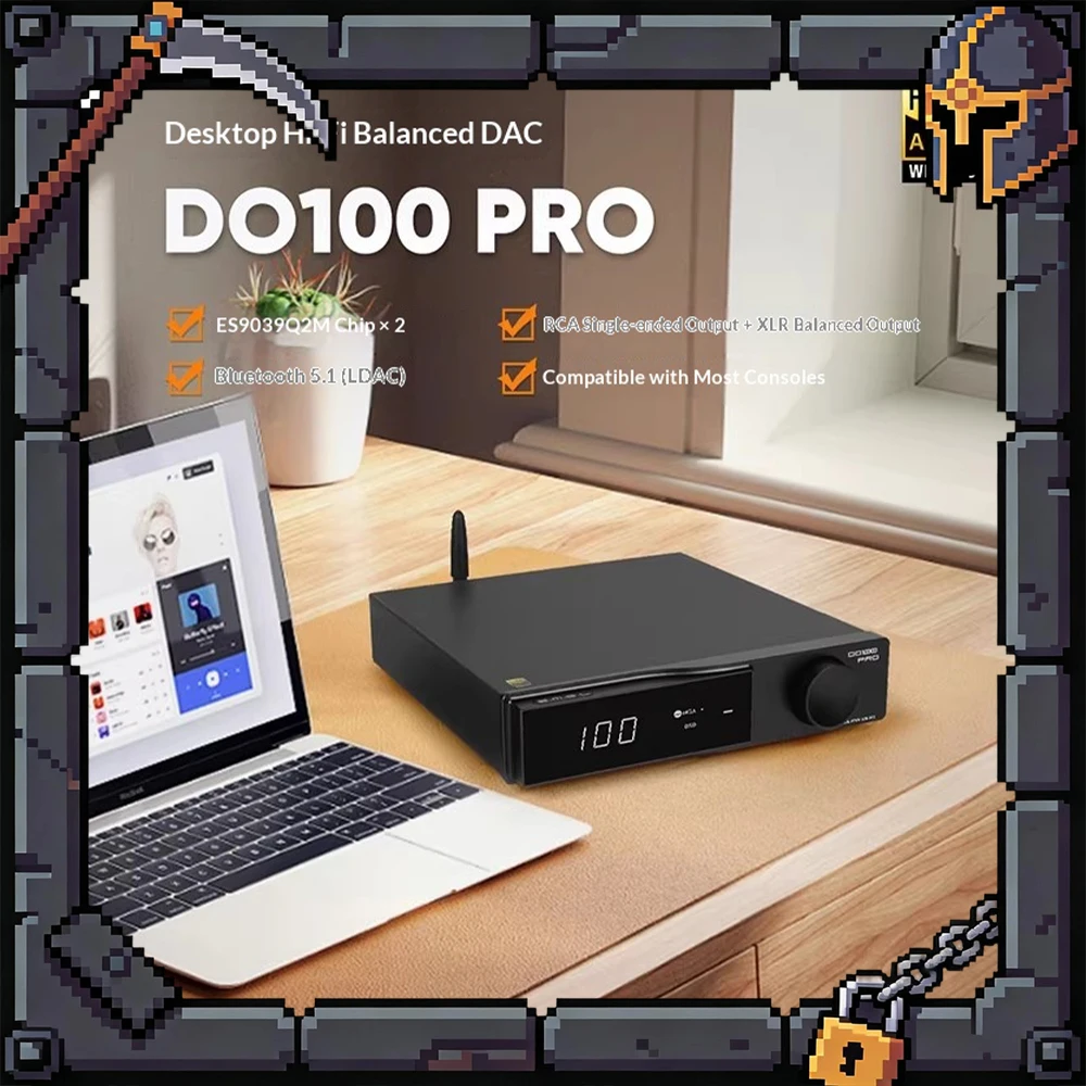 

Беспроводной Bluetooth-аудиодекодер SMSL DO100PRO с двумя чипами ES9039Q2M, декодер XMOS, однополярный выход RCA, симметричный выход XLR, подарок в комплекте