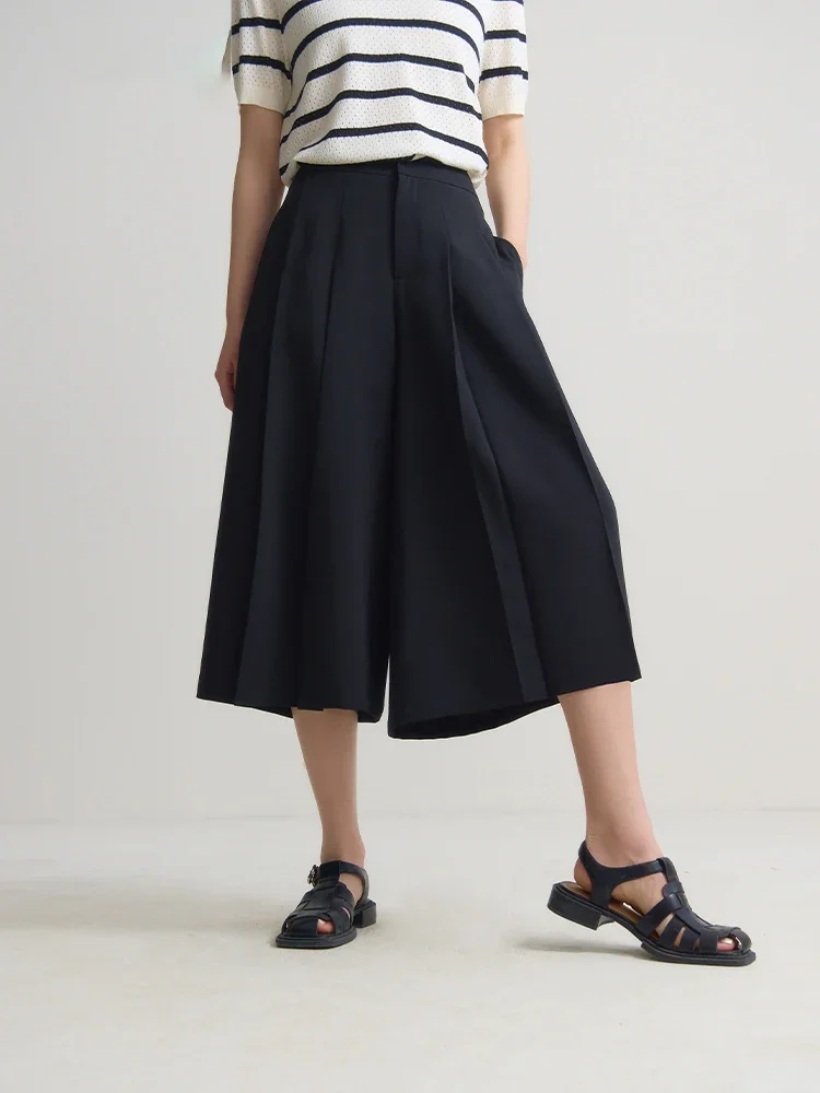 

Oversize Hepburn Style High Waisted Fashionable Cropped Skirt Pants 2024 Summer New Commuting Versatile Loose Fit