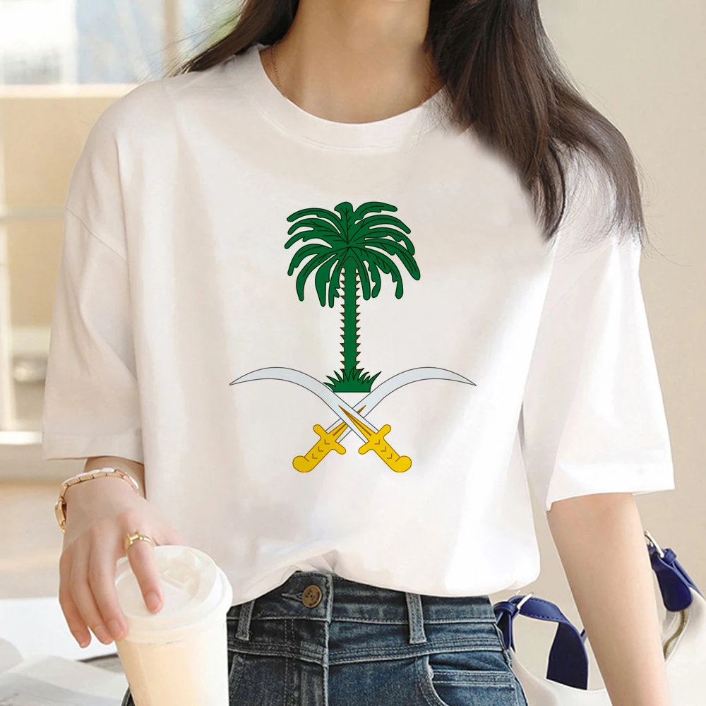 Saudi National Day tshirt women Y2K manga Japanese Tee girl funny clothes