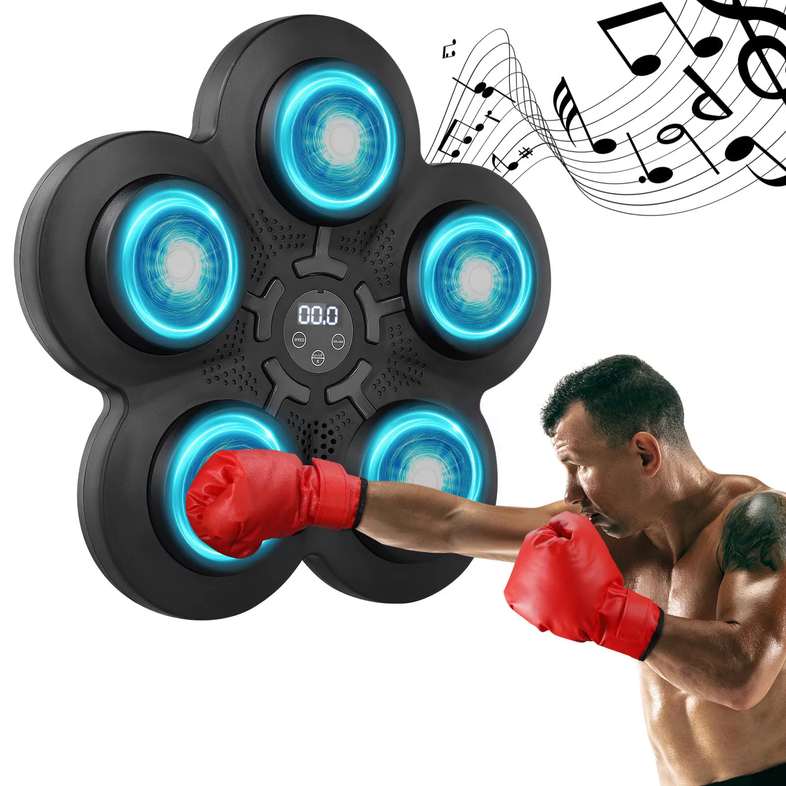 MR Smart Wall-Mounted Music Boxing Machine 9-Level Speed Adjustment LED Light Dummy One Punch Boxing Trainer
