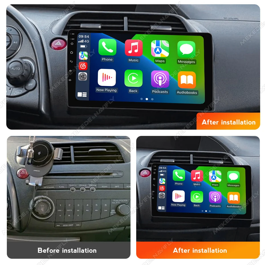 MEKEDE Android 14 Car Radio Multimedia Player For Honda Civic Hatchback 2006-2011 Wireless Carplay Auto Intelligent Car System